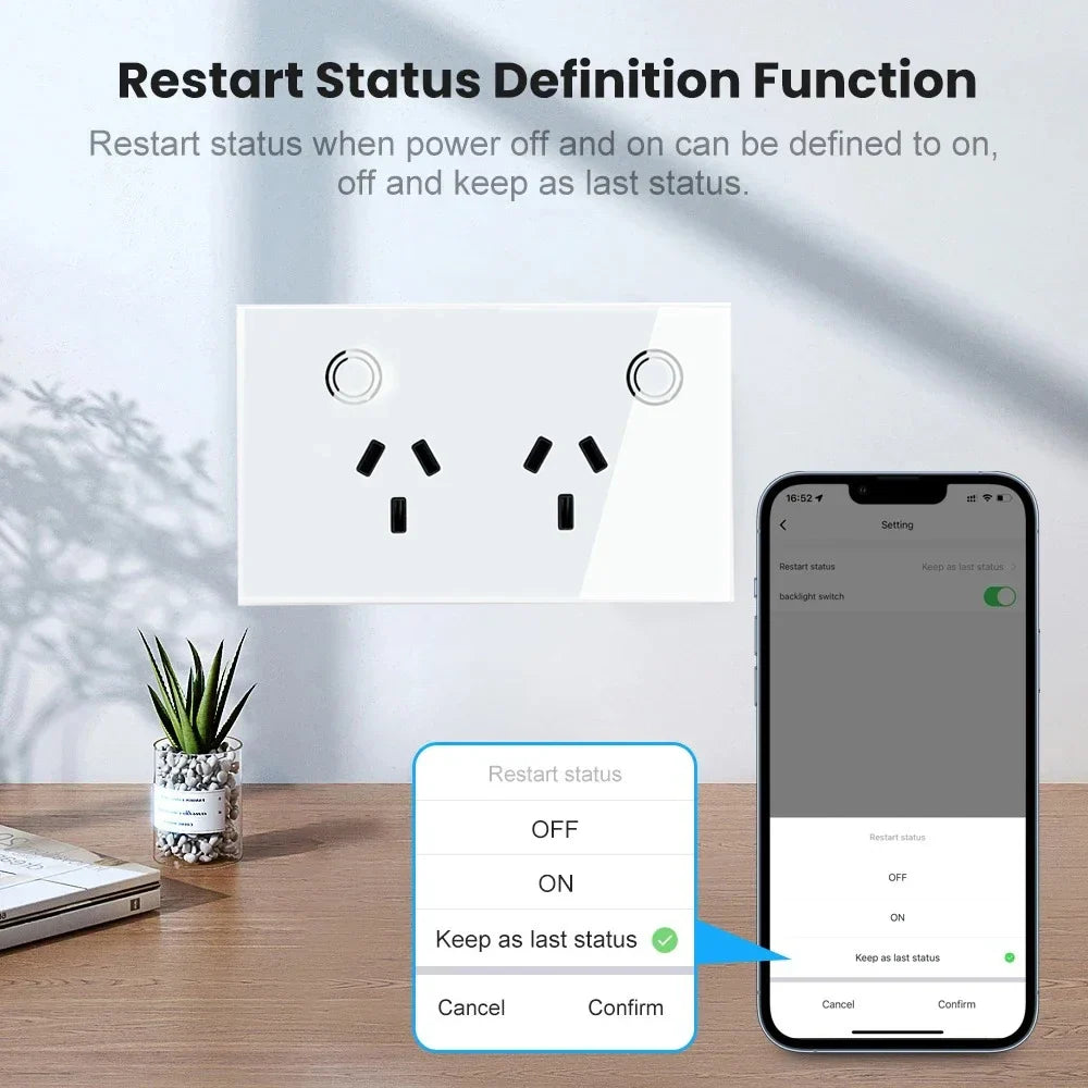 Melery Zigbee Smart Wall Socket AU Electrical Plug Outlet Power Monitoring Touch Sensor Switch Wireless Remote Alexa Google Home
