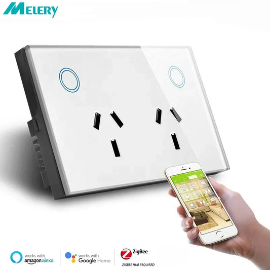 Melery Zigbee Smart Wall Socket AU Electrical Plug Outlet Power Monitoring Touch Sensor Switch Wireless Remote Alexa Google Home